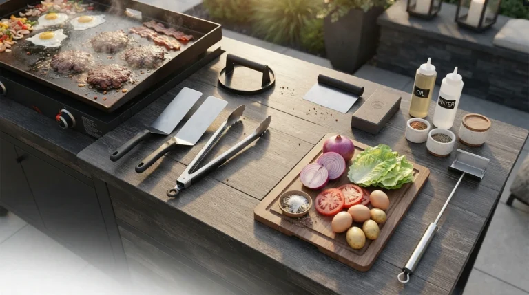 Blackstone accessories are tools and products designed to help you cook, clean, season, protect, and organize your Blackstone griddle or other outdoor cooking equipment. Some are basic tools that you may use during almost every meal, while others are specialized accessories for particular cooking styles.