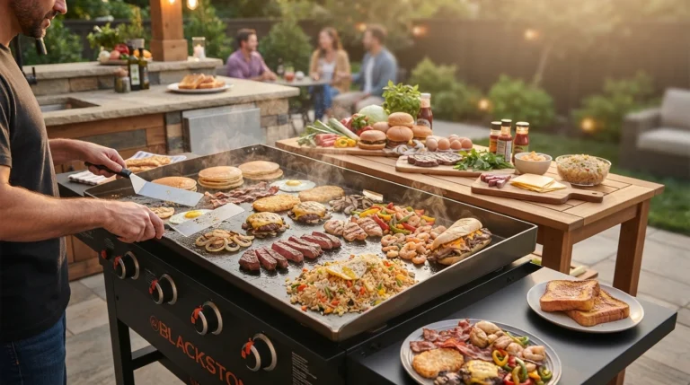 The main advantage of cooking on a Blackstone Recipes is the amount of usable surface area. Instead of placing food between grill bars, you can spread ingredients across a continuous steel surface and move them around as they cook. This makes it easier to prepare several parts of a meal at the same time.